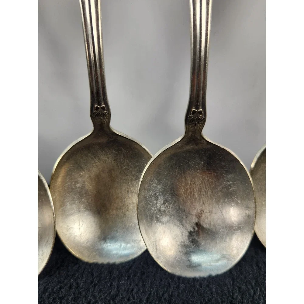 Vintage Set Of 6  Williams 1880 Silverplated Soup Spoons